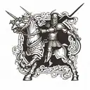 crusader knight fighting tattoo design idea