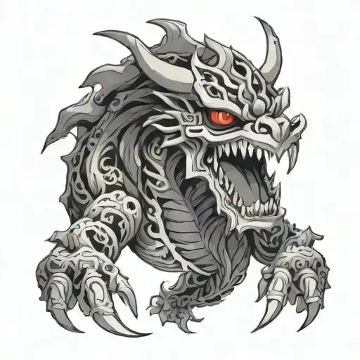 kaido dragon form one piece anime tattoo design idea