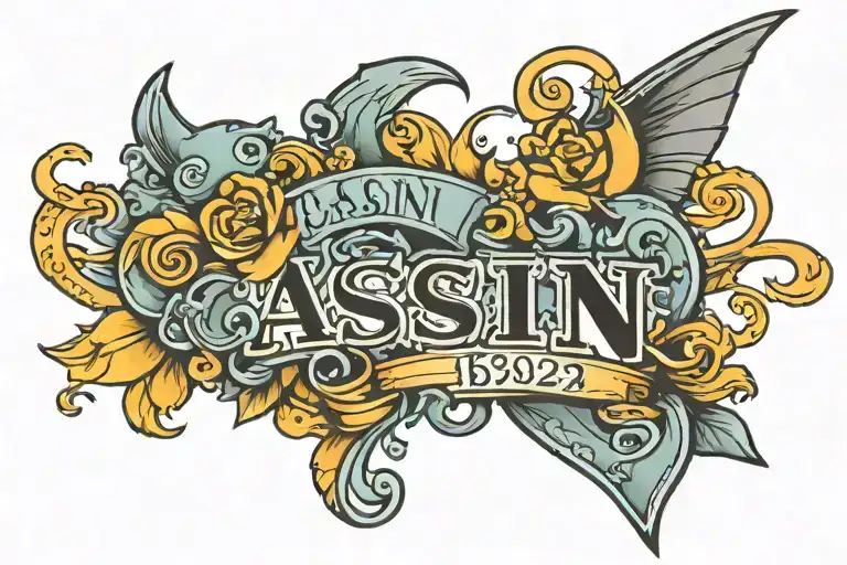 name "Casin" with birth date May 16th 2024 tattoo design idea