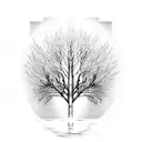 river birch tree by river with roots and cross in the roots tattoo design idea