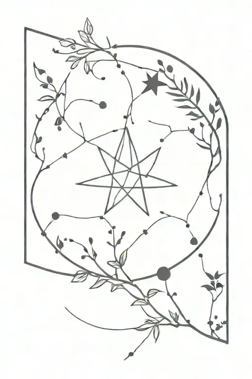 star constellation for Sagittarius, Aquarius and Scorpius surronded by vines tattoo design idea
