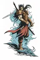 protector warrior standing tattoo design idea