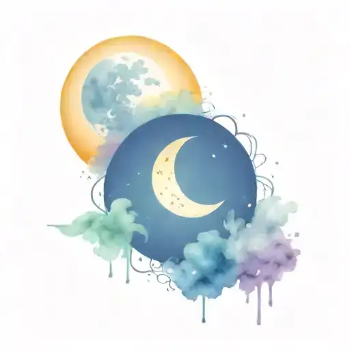 Sun moon space elements tattoo design idea
