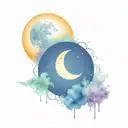 Sun moon space elements tattoo design idea