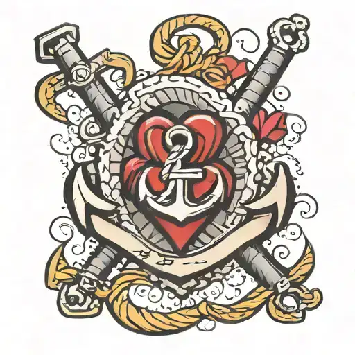 Three Z letters (crossed, anchor, and heart) tattoo design idea