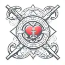 Three Z letters (crossed, anchor, and heart) tattoo design idea