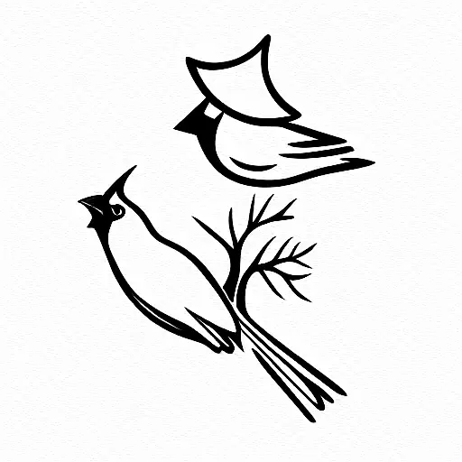 cardinal on a tree with a guitar as the branch tattoo design idea
