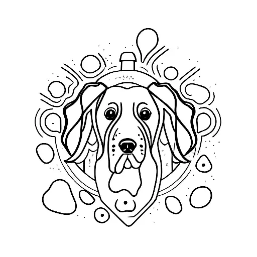 dog bowl with ghost in it tattoo design idea