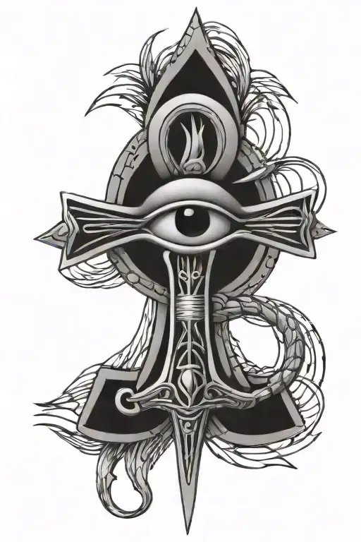Egyptian Ankh symbol with eye of ra   tattoo design idea