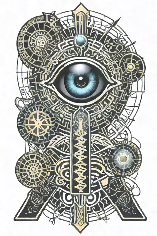 Egyptian Ankh symbol with eye of ra   tattoo design idea