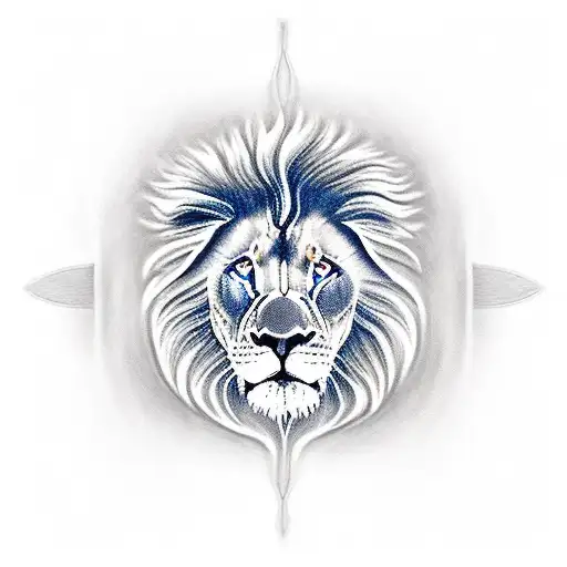 opening of skin in the chest and inside a Lion with blue eyes looking outside of it tattoo design idea