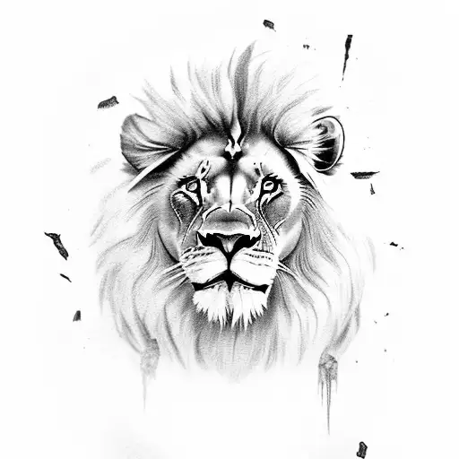 a lion with blue eyes  full of scars  tattoo design idea