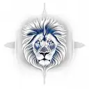 opening of skin in the chest and inside a Lion with blue eyes looking outside of it tattoo design idea