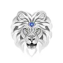 opening of skin in the chest and inside a Lion with blue eyes looking outside of it tattoo design idea