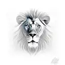opening of skin in the chest and inside a Lion with blue eyes looking outside of it tattoo design idea