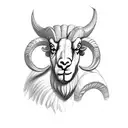 ram cartoon with 444 tattoo design idea