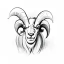 ram cartoon with 444 tattoo design idea