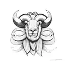 ram cartoon with 444 tattoo design idea