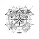 A detailed caravel ship navigating through a starry night sky, with constellations forming the shape of animals tattoo design idea