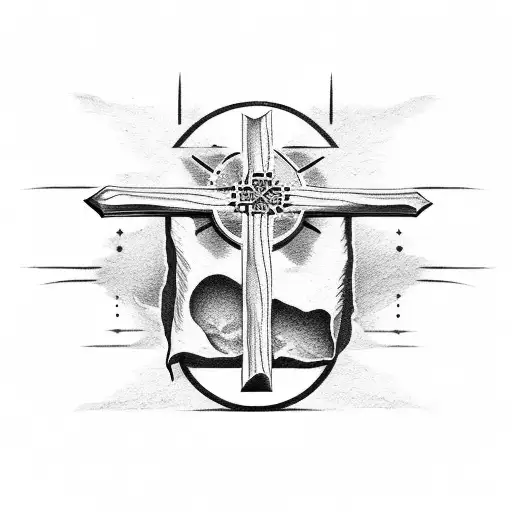 Cross with bible verse over it tattoo design idea