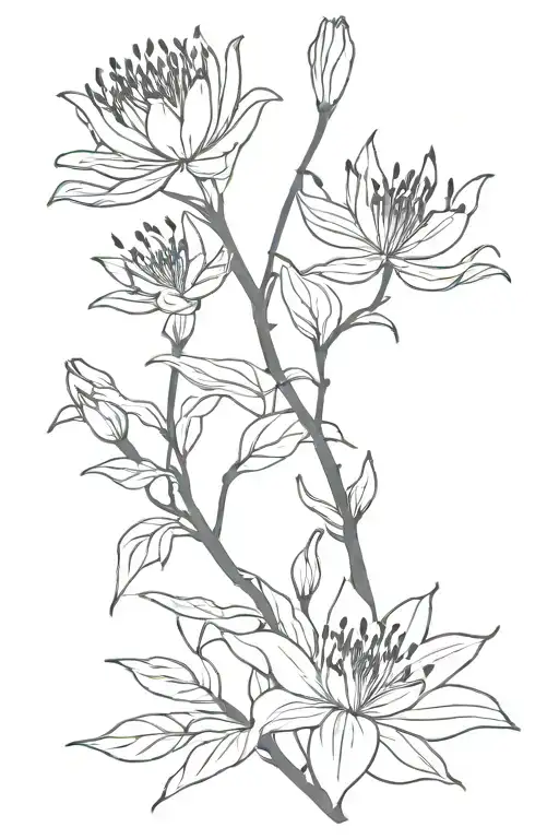 Crown black African tree red spider lily tattoo design idea
