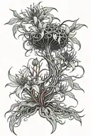Crown black African tree red spider lily tattoo design idea