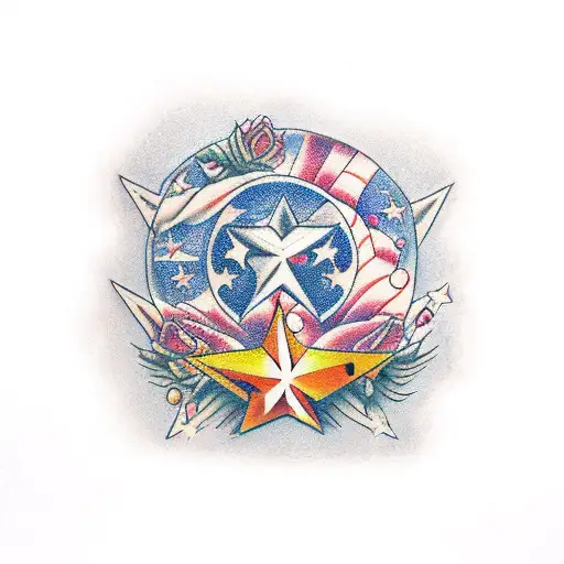 el número 7 con estrellas al rededor  tattoo design idea