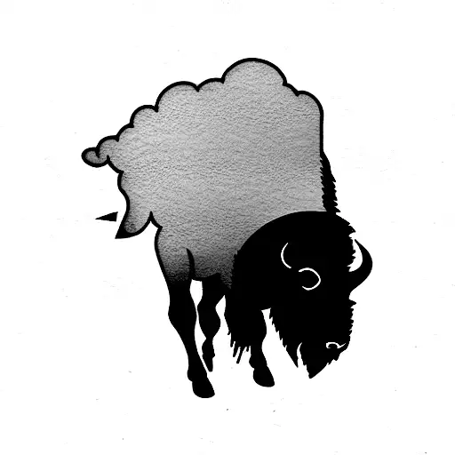 bison running into storm tattoo design idea