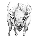 bison running into storm tattoo design idea