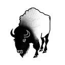 bison running into storm tattoo design idea