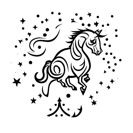 horse running made out of stars tattoo design idea