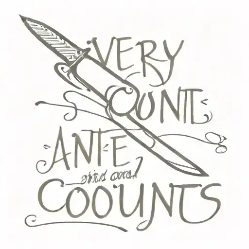 text: every second counts. and a knife tattoo design idea