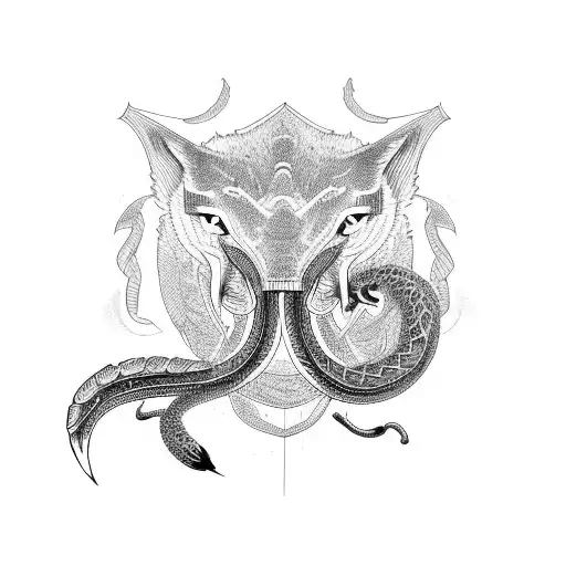 Combine a king cobra and a wolf  tattoo design idea