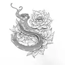 cobra and flowers  tattoo design idea