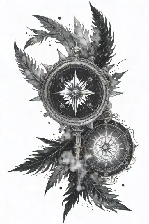 nordic helm of awe compass with northern lights turned tattoo design idea