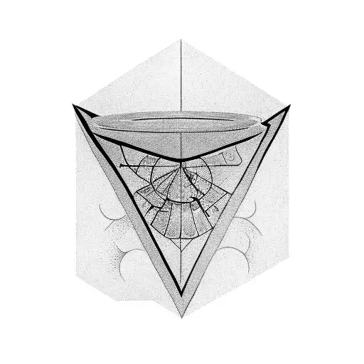 triangle with chalice, Hammer, tree tattoo design idea