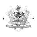 triangle with chalice, Hammer, tree tattoo design idea