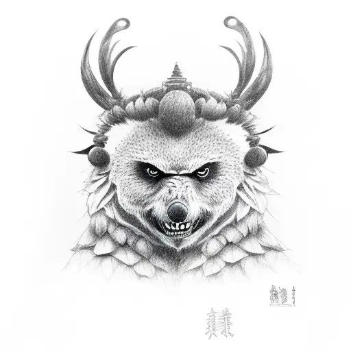 totem de oso, zorro, venado y buho tattoo design idea