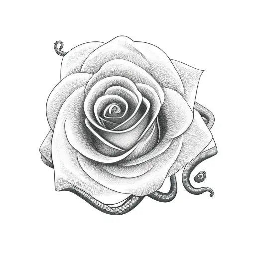 snake with roses tattoo design idea