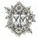 hour glass flowers intertwined hearts symbolizing growth  tattoo design idea
