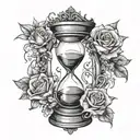 hour glass flowers intertwined hearts symbolizing growth  tattoo design idea