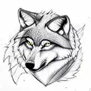 wolf in a rouses in teeth tattoo design idea