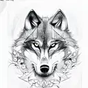wolf in a rouses in teeth tattoo design idea