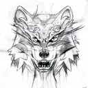 wolf in a rouses in teeth tattoo design idea