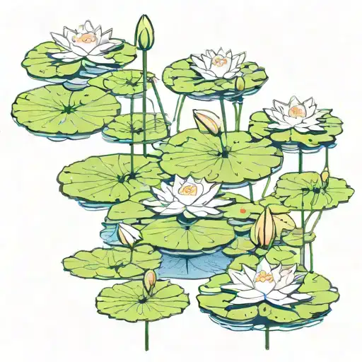 Stand upon your peace of mind busyhead lily pads tattoo design idea