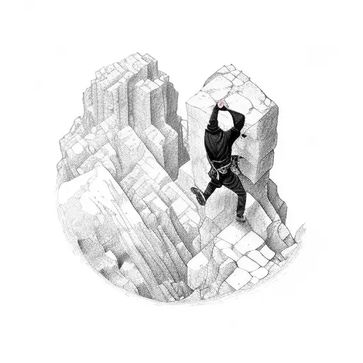 a person climbing courageously with the word "sympatheia" tattoo design idea