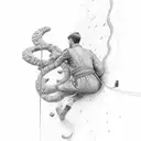 a person climbing courageously with the word "sympatheia" tattoo design idea