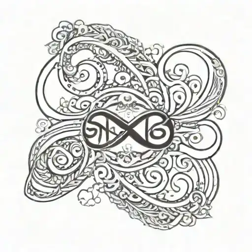 Infinity Symbol with sandhya name one side and ananya anay name on another side tattoo design idea