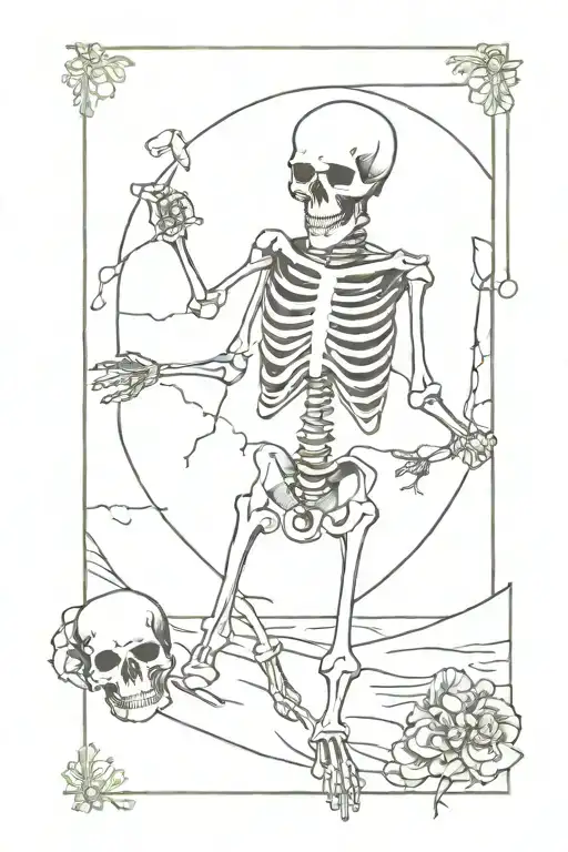 skeleton the fool tarot card tattoo design idea