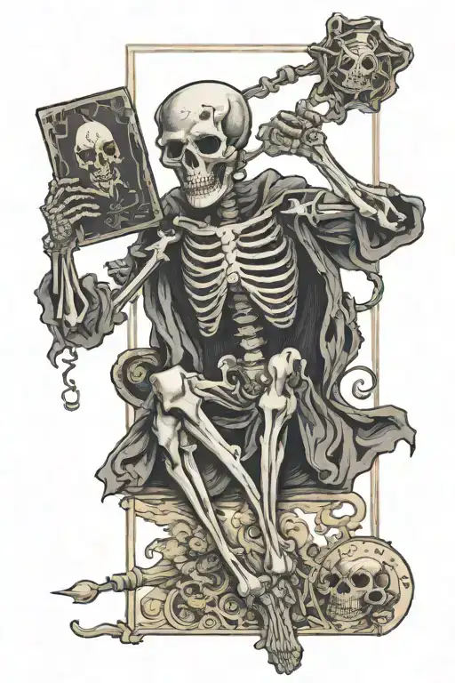 the fool tarot card skeleton tattoo design idea